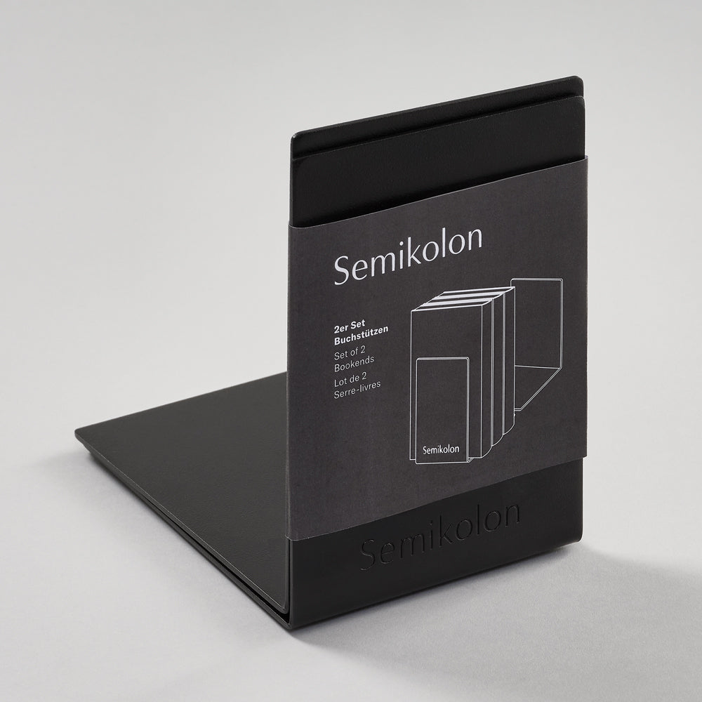 Semikolon Set of 2 Bookends, Metal, Black