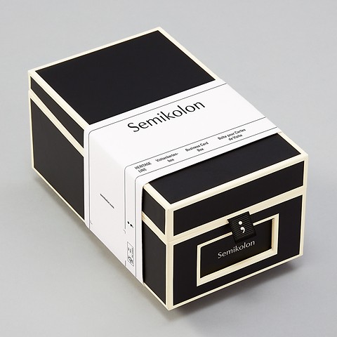Business Card Box with 3 variable tabs and index cards A-Z, black