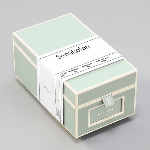 Business Card Box with A-Z Index Cards Moss