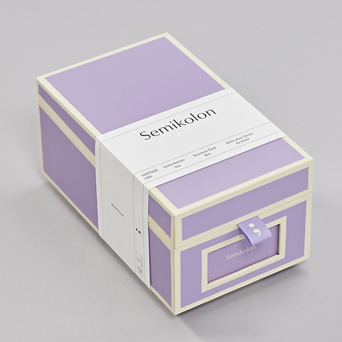 Business Card Box with A-Z Index Cards Lilac Silk